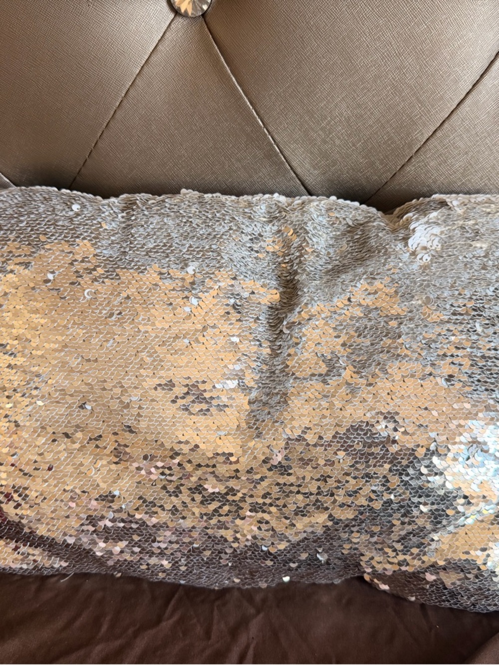 Sequin Flip Pillow in Silver and Champagne Gold